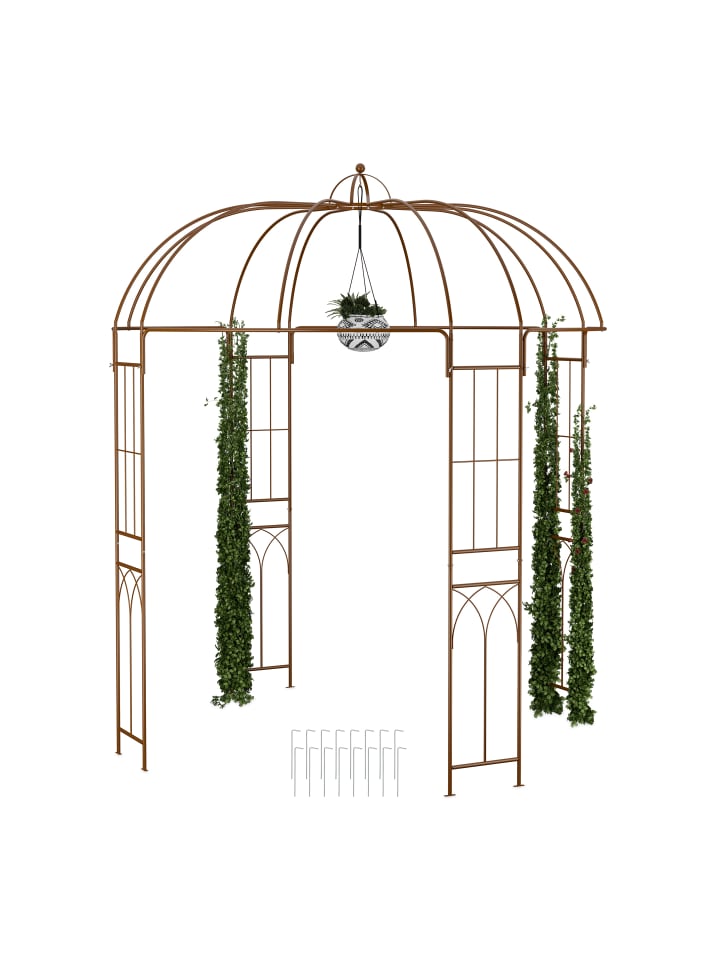 relaxdays Rosenpavillon in Braun - (B)211 x (H)269 x (T)211 cm günstig kaufen onesize