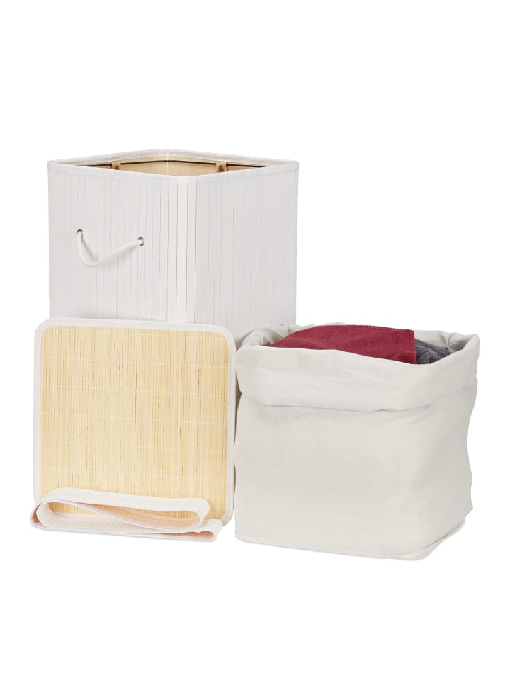 relaxdays Wäschekorb in Weiß - (B)36 x (H)63 x (T)36 cm günstig kaufen onesize