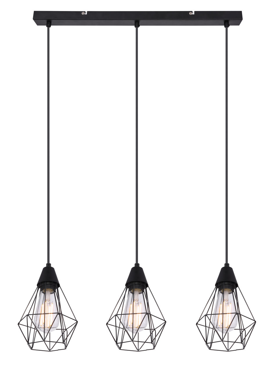 Globo Lighting - ISABELLA - Hängeleuchte Metall schwarz matt, 3x E27
