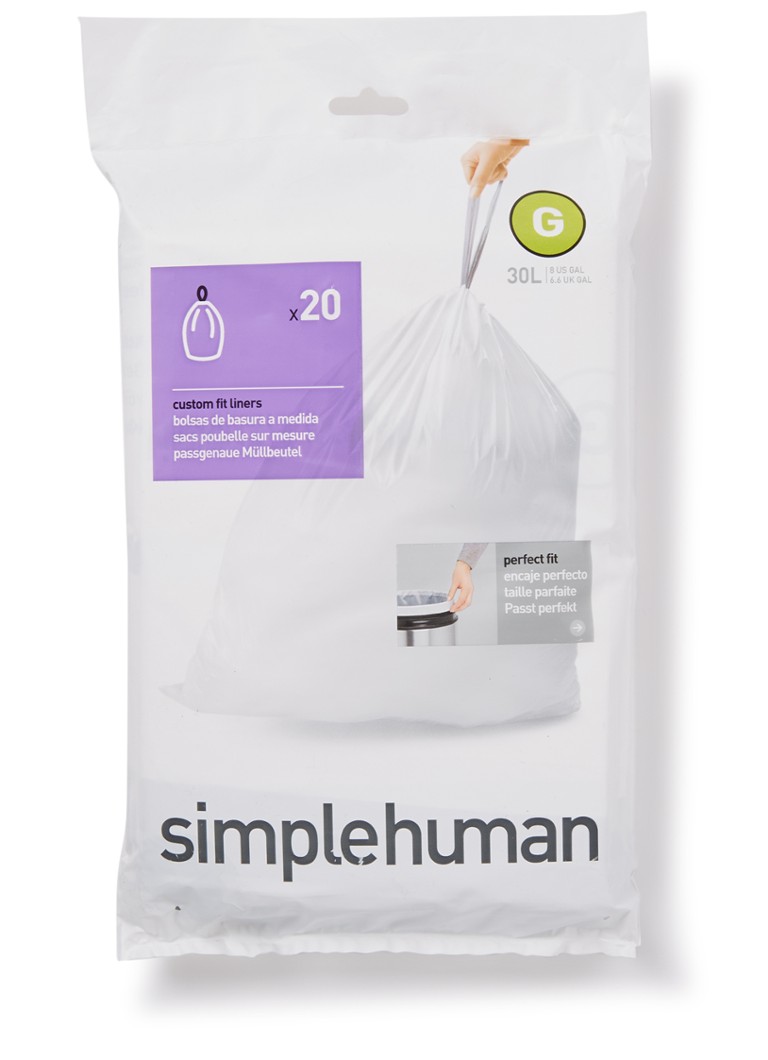 Saci de gunoi Simplehuman Code G, capacitate 30 litri, pachet de 100 de bucăți.