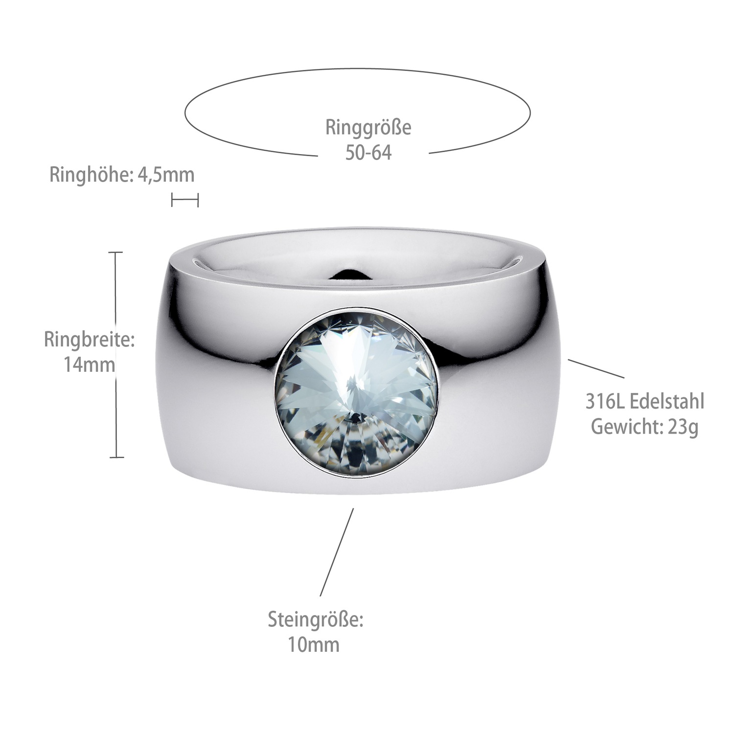Heideman Bague Coma Crystal