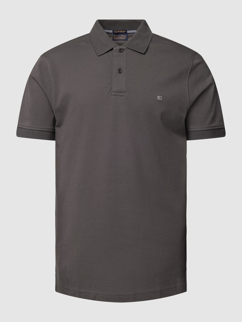 Poloshirt mit Logo-Stitching in anthrazit