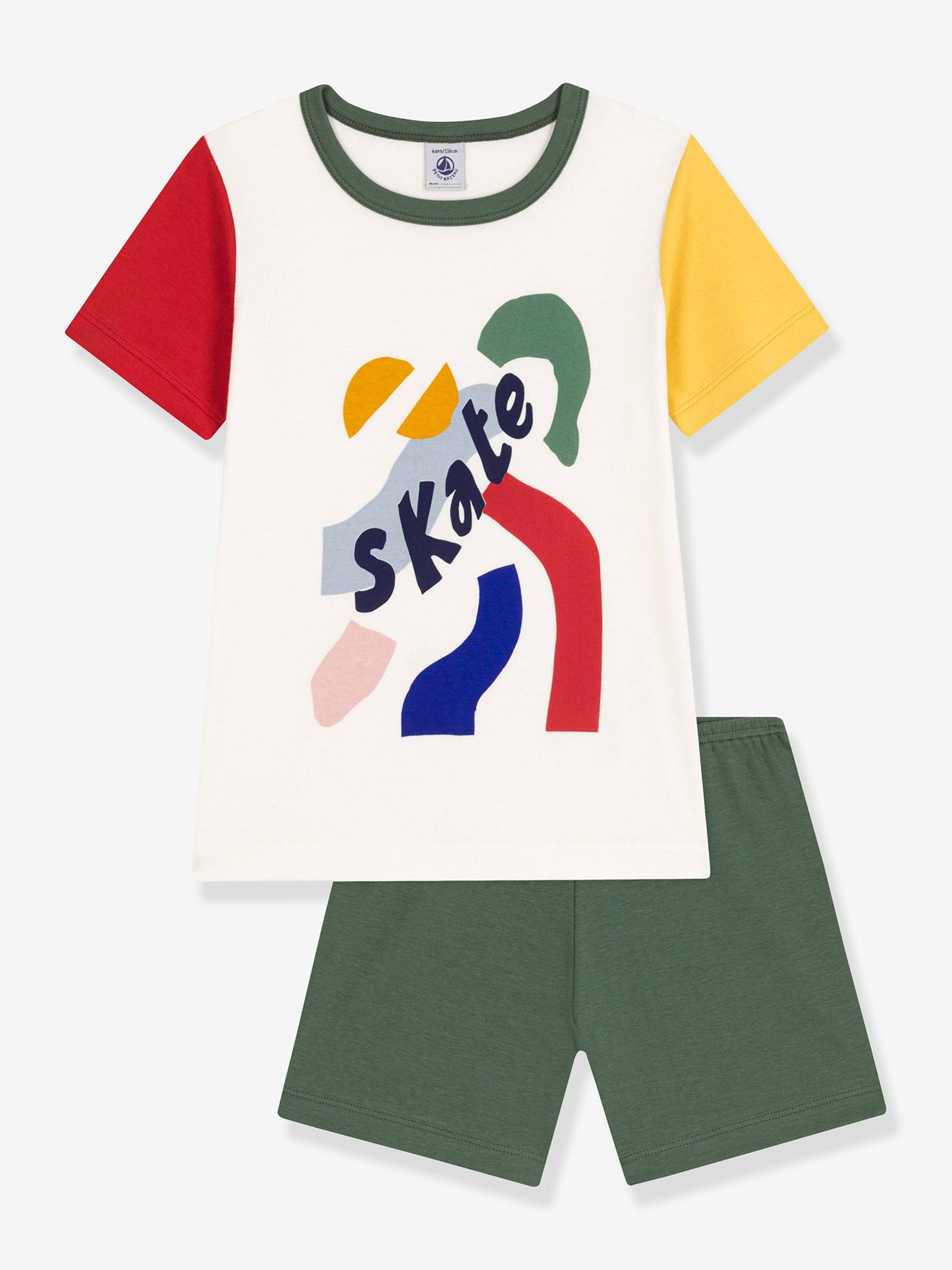 Petit Bateau Jungen Sommer-Schlafanzug PETIT BATEAU - weiß bedruckt