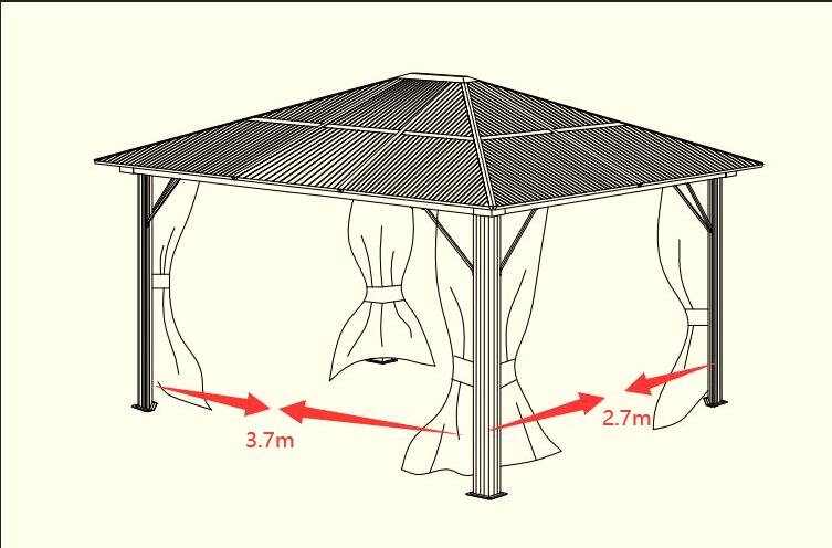 CHILLROI Alu XL Pavillon ca.2,95x3,95x2,65m,Dunkel Grau