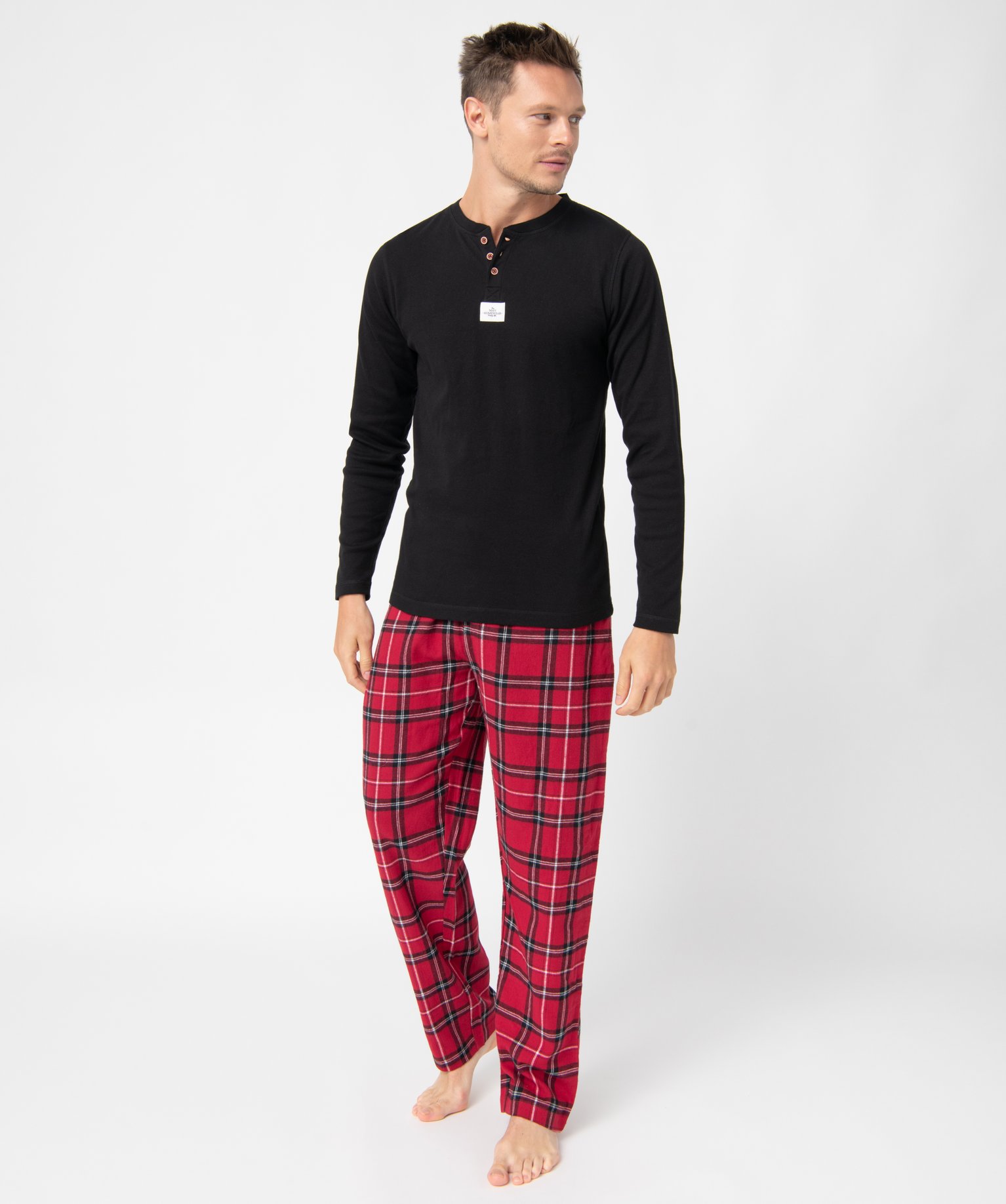Pyjama homme à carreaux dans sa pochette noir | GEMO