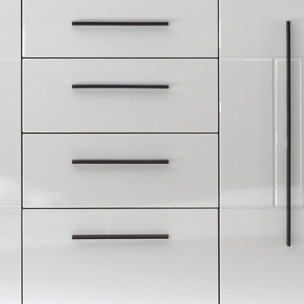Lomadox Essgruppe COLORADO-61, (Spar-Set), weiß Hochglanz 2 Vitrinen und großem Sideboard 300x200x42cm