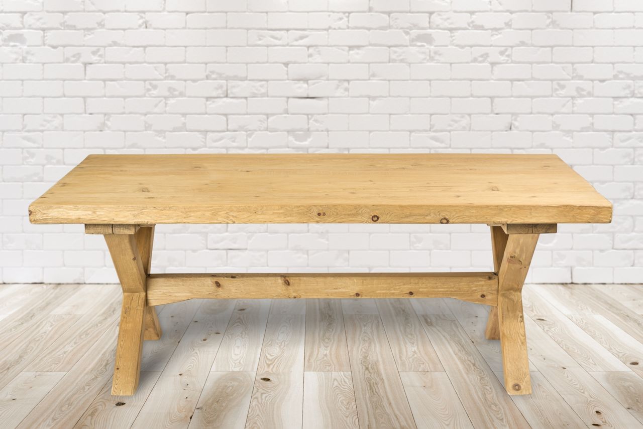 PureHaven Massivholztisch 200x100x76 cm aus Kiefer rustikaler Hingucker standsicher stabil individuelle handgefertigt Vollholz Vintage-Design