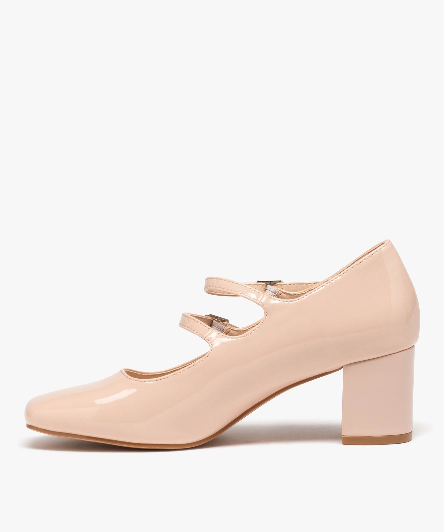 Escarpin verni avec double bride femme beige | GEMO