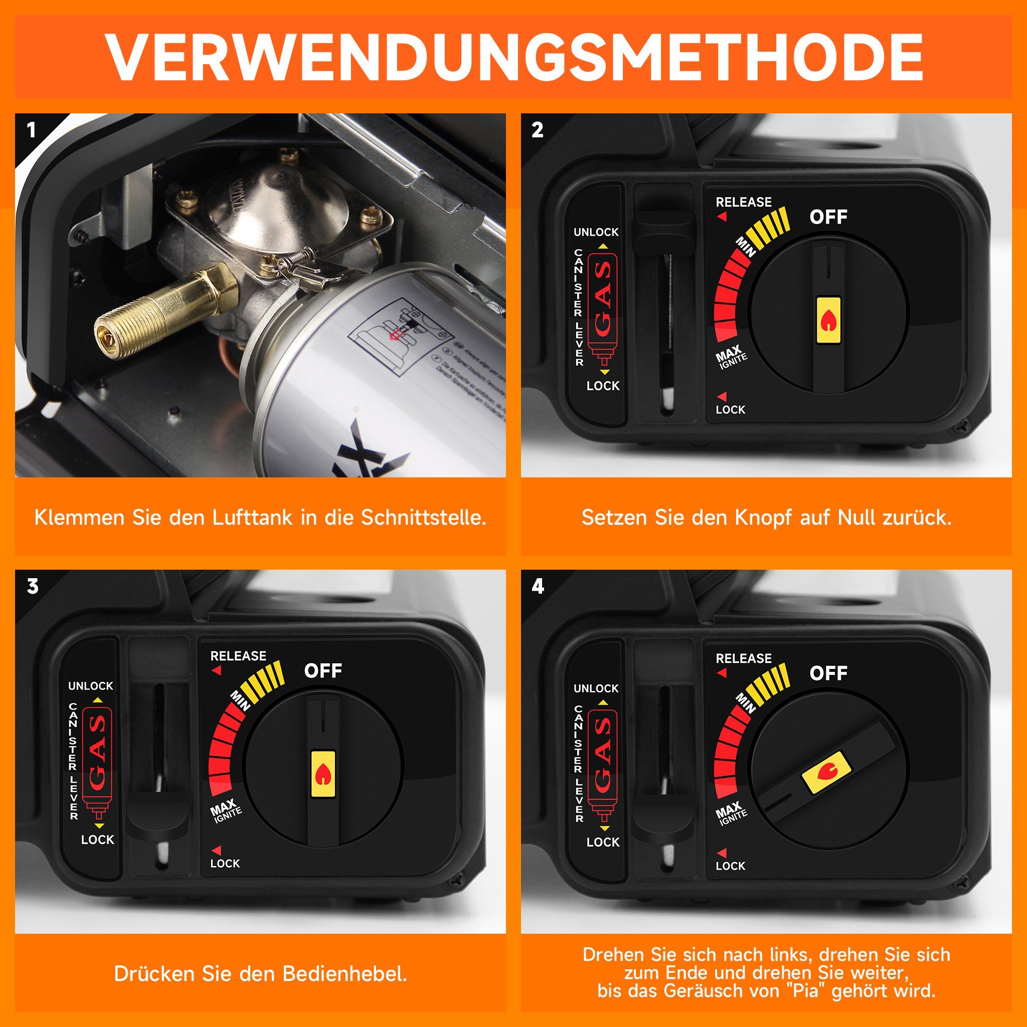 HOMELUX Heizstrahler 1700W 2in1 Tragbare Gasheizung, Gasheizung für innenräume Outdoor, 1700 W, Gasheizer, Gasheizung Camping, Heizung Ohne Strom, Gasheizstrahler