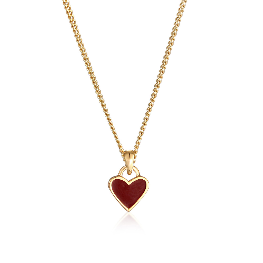 Elli Elli Collier Enfants Pendentif Cœur Mignon avec émail rouge en argent sterling 92 Bijoux