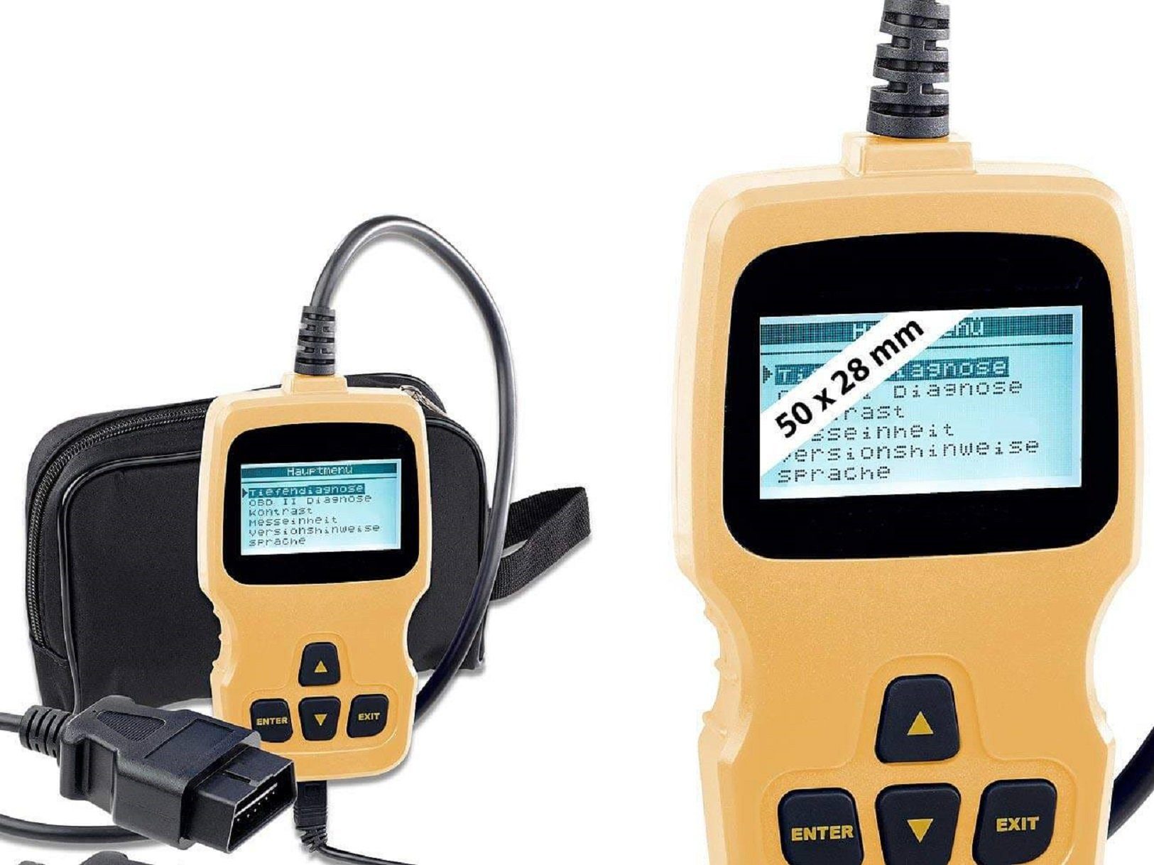 Lescars Motor OBD2 Diagnosegerät mit XL-LCD-Display Fehlerspeicher Analyse Auto-Adapter, KFZ-Fehlerdiagnose über OBD2