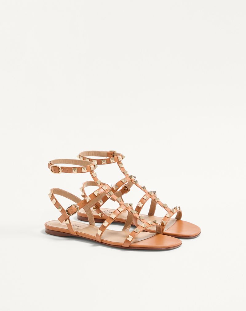 Rockstud lav sandal i kalveskind med stropper