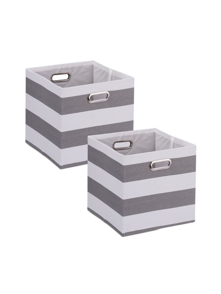 relaxdays 2 x Aufbewahrungsbox in Grau/ Weiß - (B)30,5 x (H)30,5 x (T)30 cm günstig kaufen onesize
