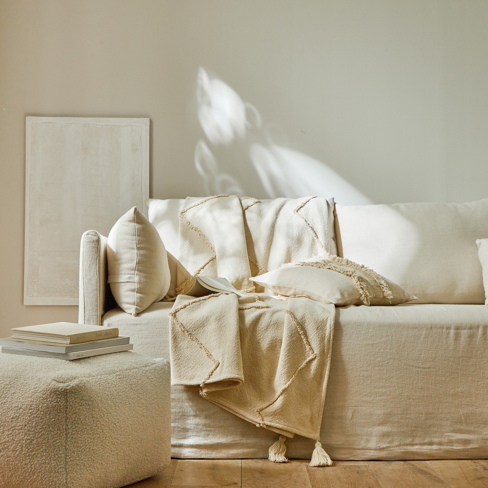 Coussin avec galon franges