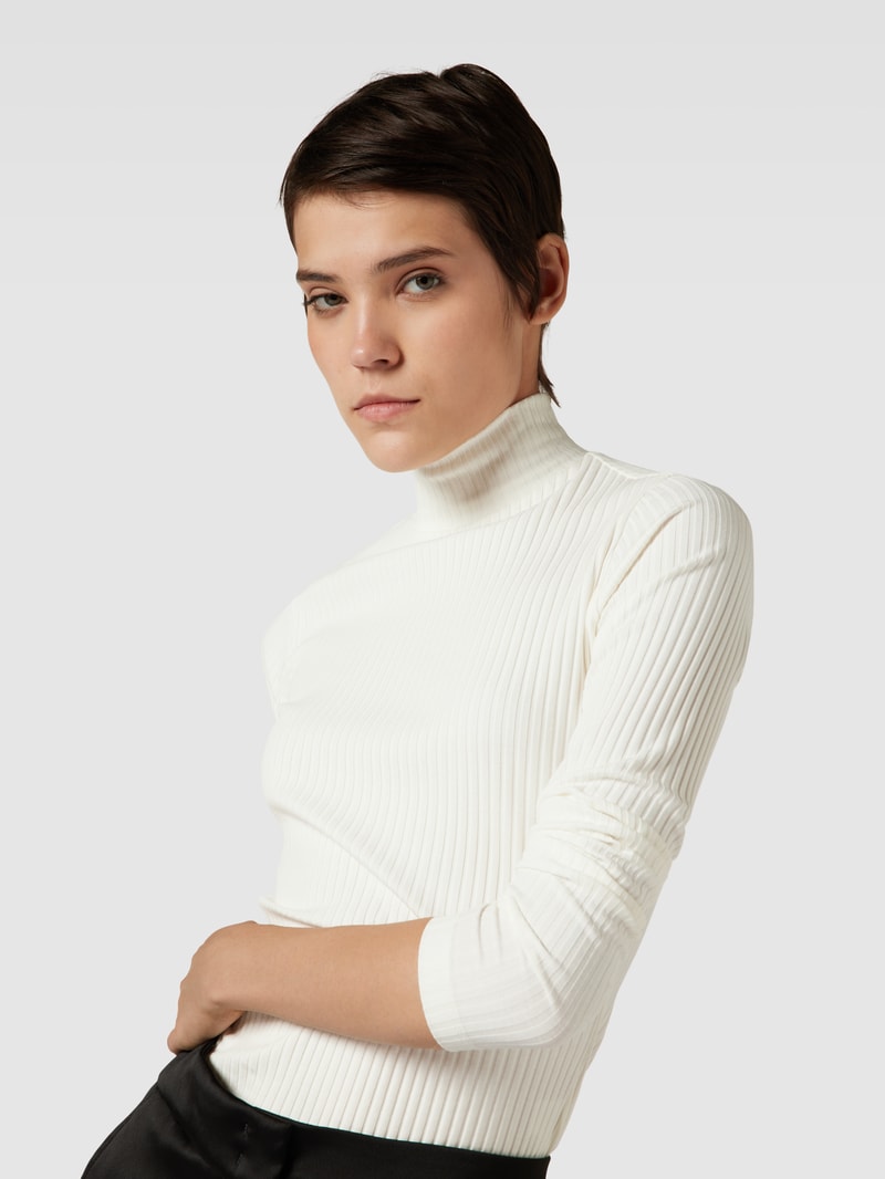 Longsleeve mit Stehkragen Modell 'Driza' in offwhite