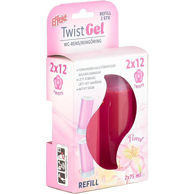 Effekt WC rens Twist gel 2 stk refill floral Effekt