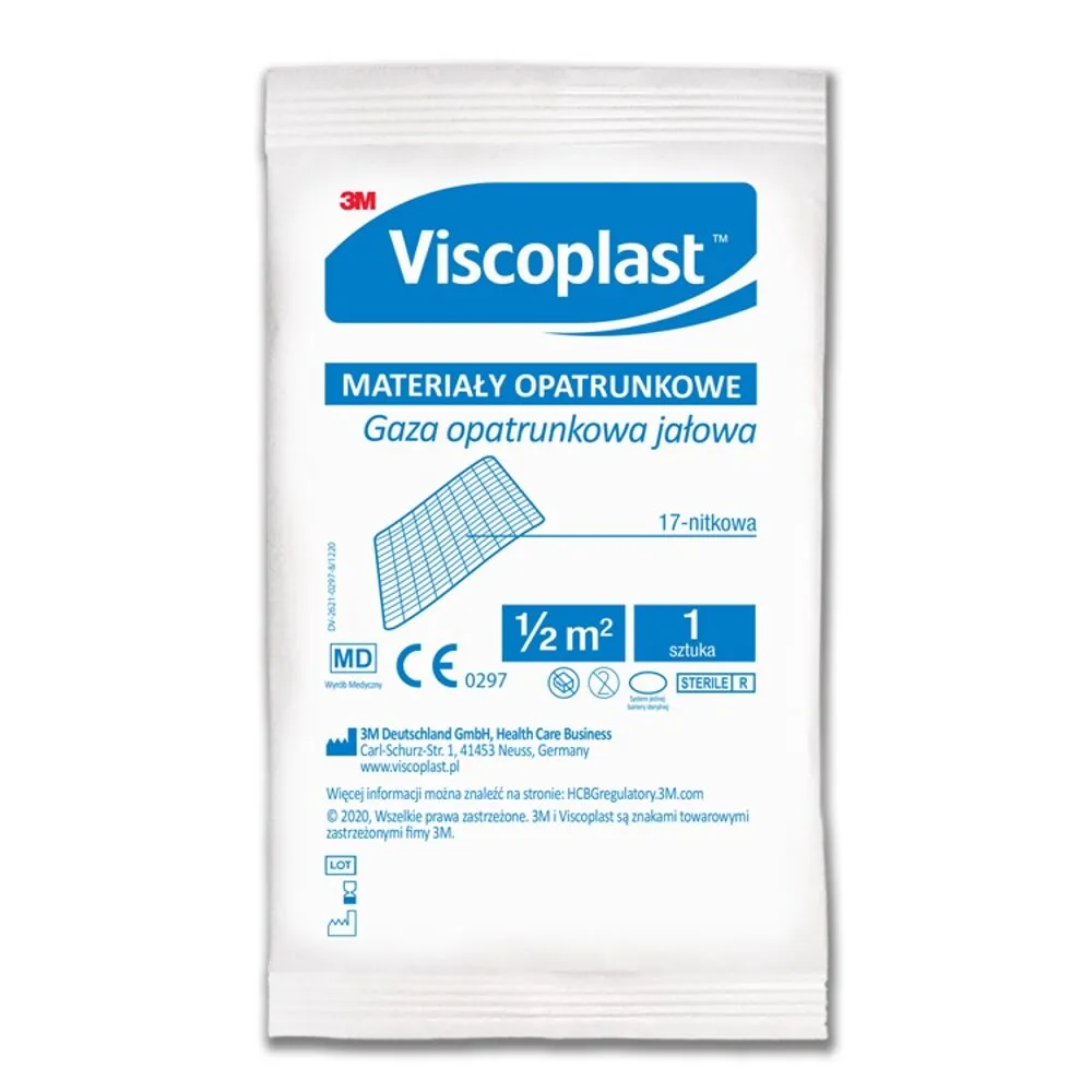 Viscoplast, curativo de gaze estéril, 17 fios, 0,5 m²