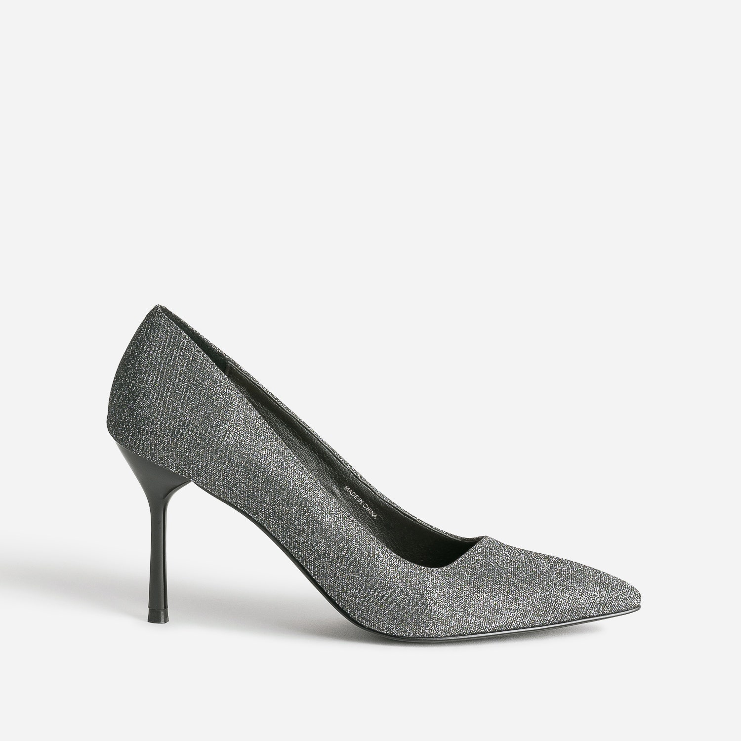 Escarpin TEXTO gris pailleté avec découpe biais