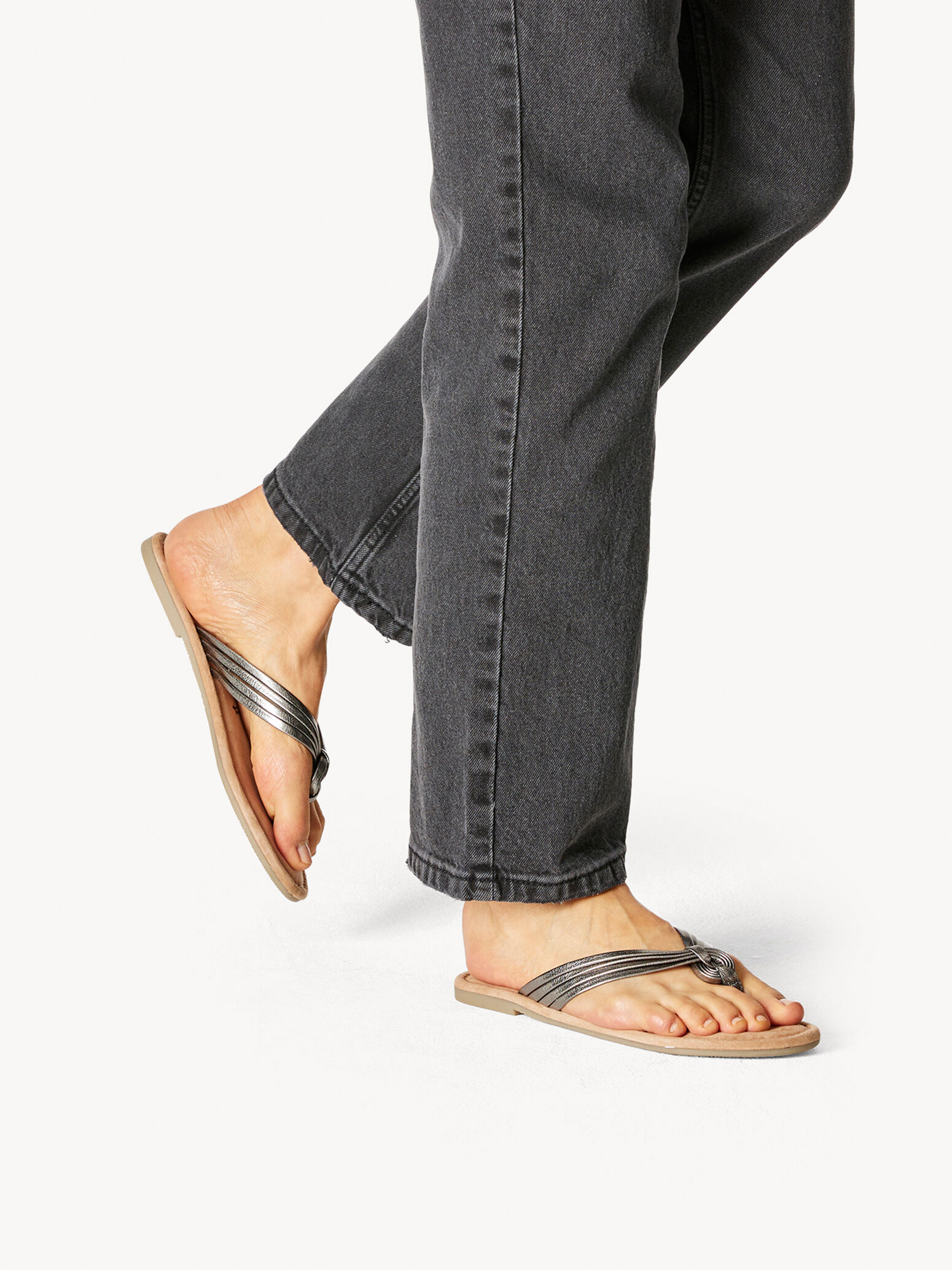 Mule en cuir - métallique