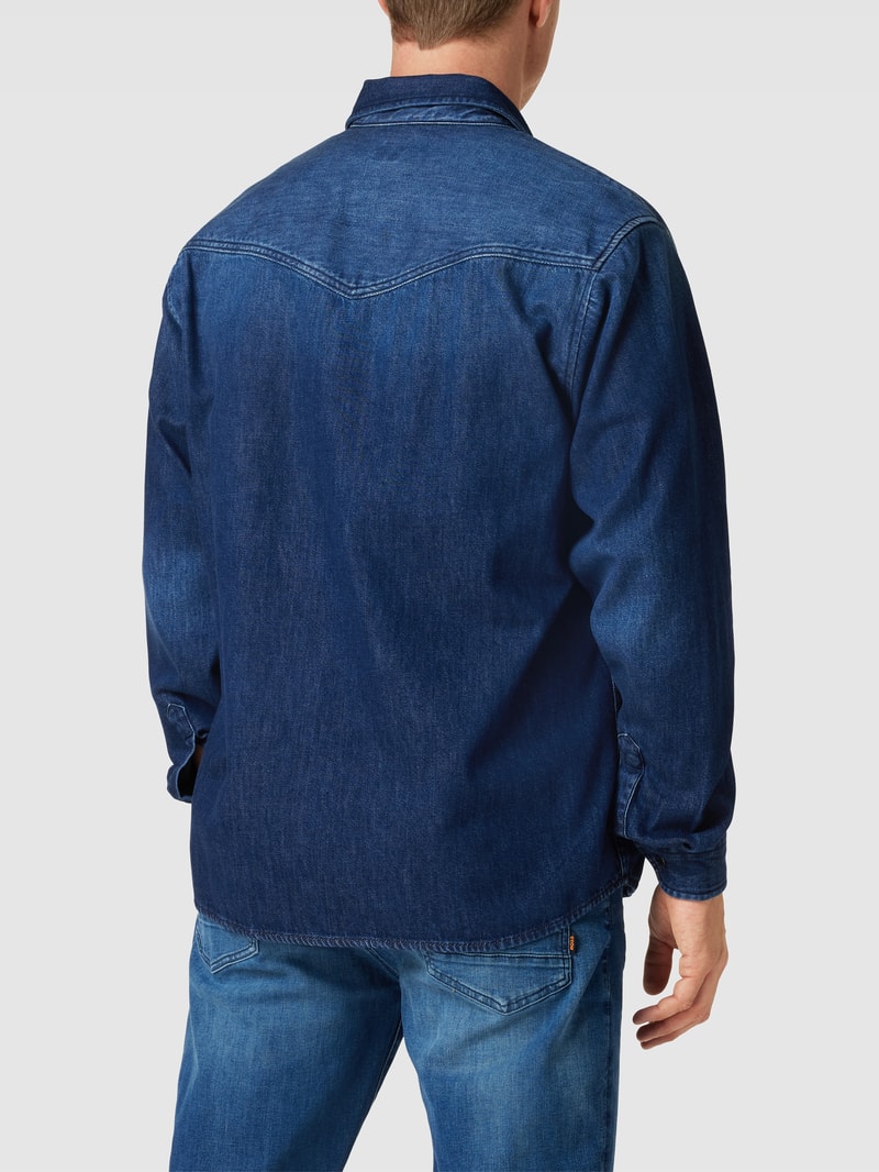 Regular Fit Jeanshemd mit Pattentaschen in marineblau
