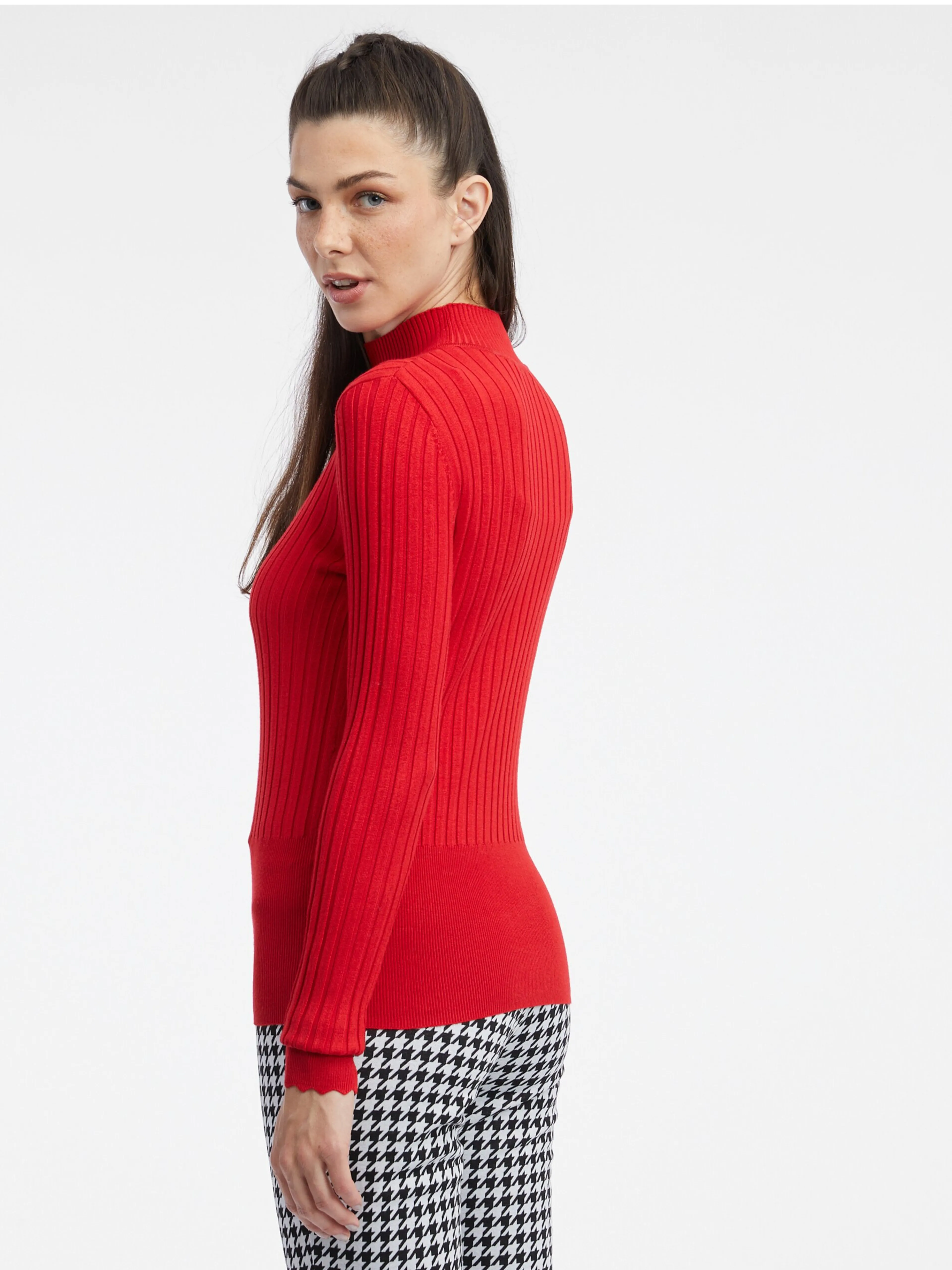Roter Damen-Rippenpullover ORSAY