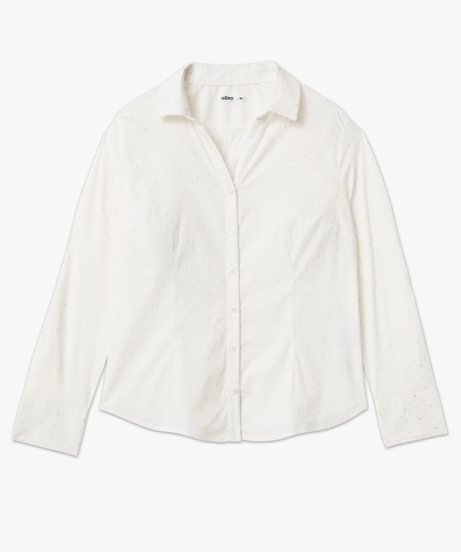 Chemise à manches longues à motifs pailletés femme blanc | GEMO
