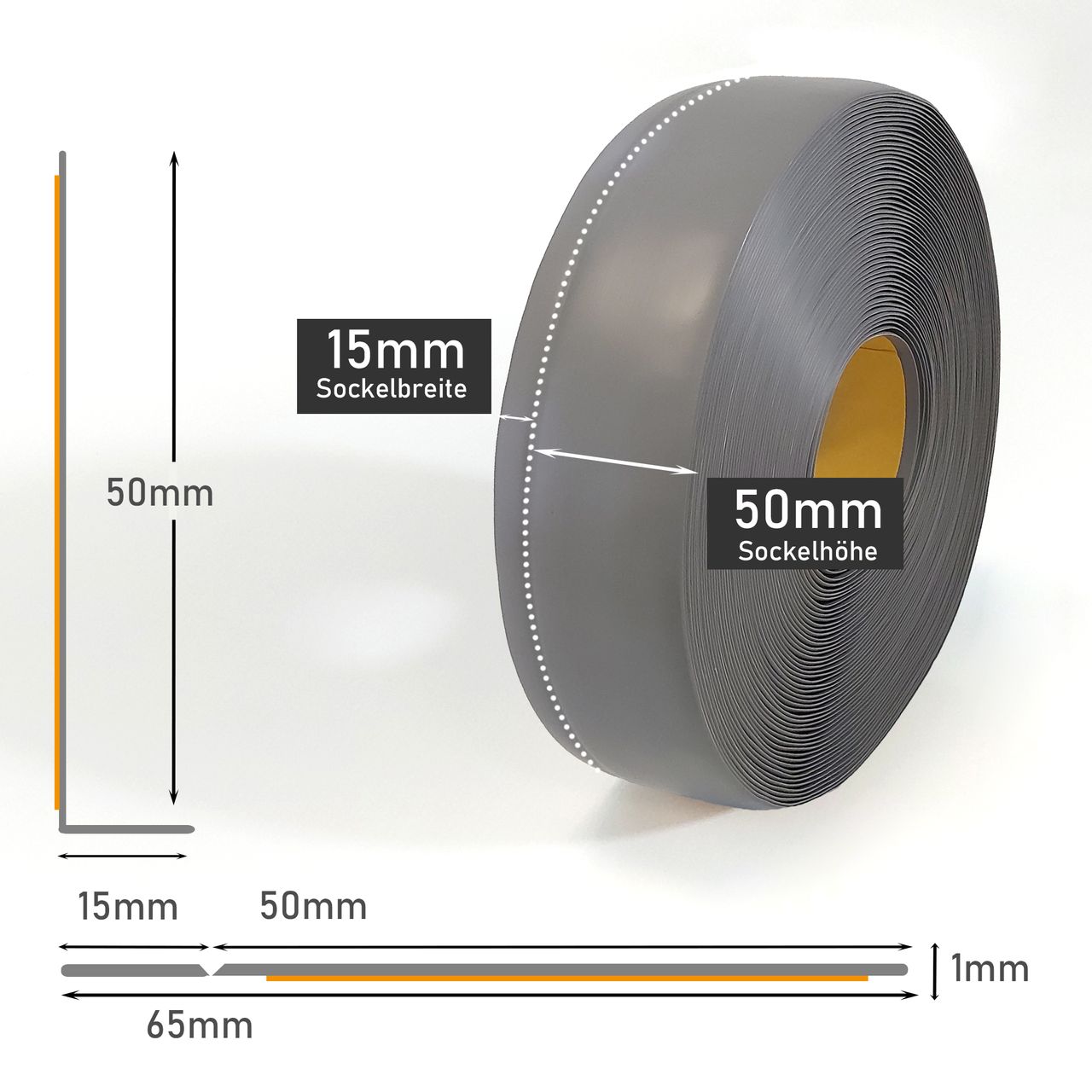 Lemodo Weichsockelleiste dunkelgrau, 5m Rolle