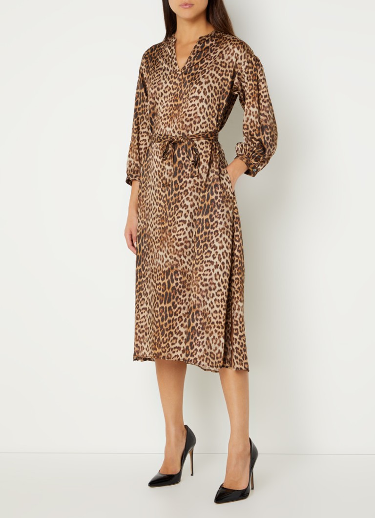 Vestido túnica midi con estampado de leopardo y cinturón anudado de Gerard Darel Julian.