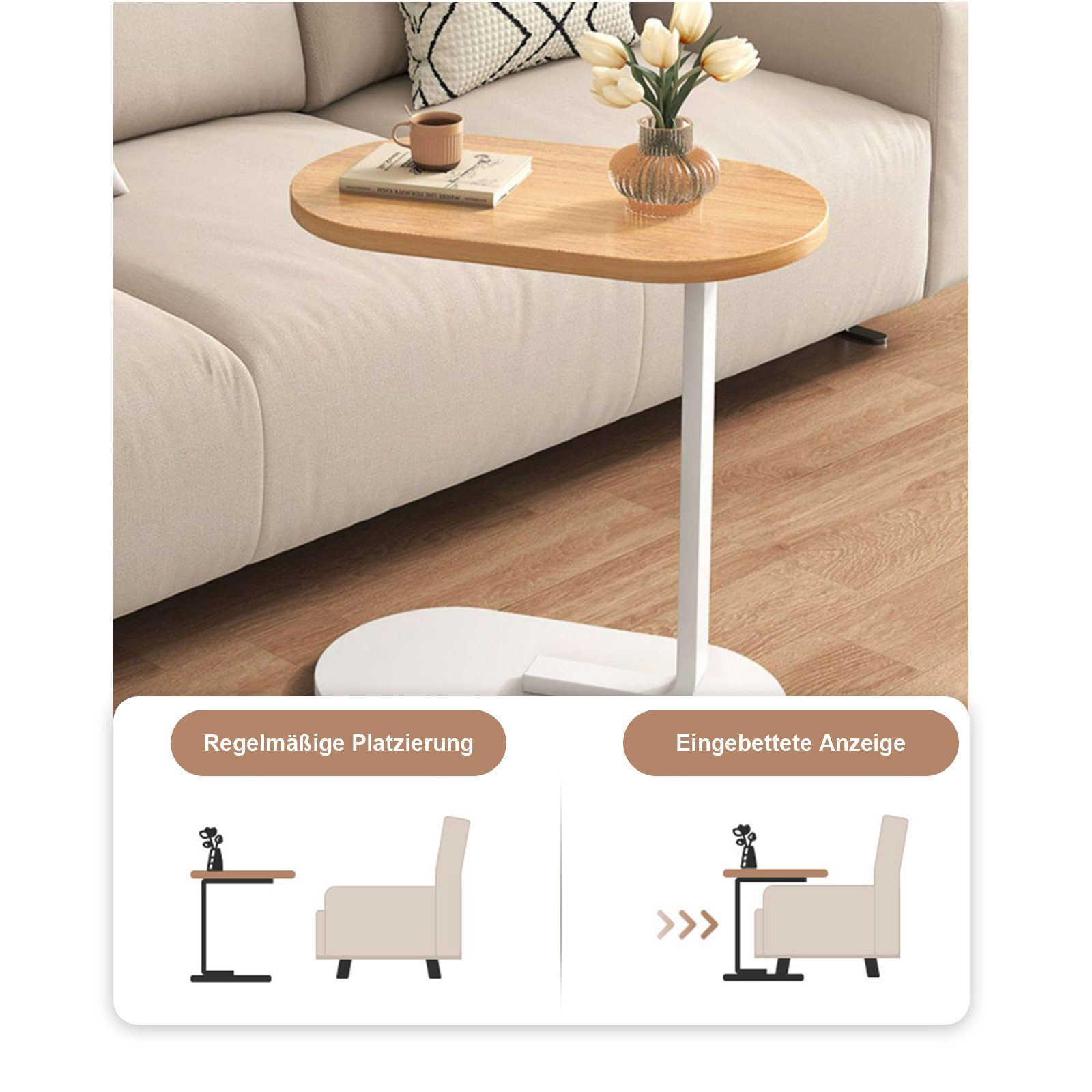 OKWISH Couchtisch Sofatisch Kaffeetisch Teetisch Telefontisch Beistelltisch Nachttisch (45 cm x 30 cm x 63 cm, Ablagetisch elliptisch Wohnzimmertisch Laptoptisch MDF Platte Vintage), Tisch Wohnzimmer Schlafzimmer Arbeitszimmer Küche Balkon Badezimmer