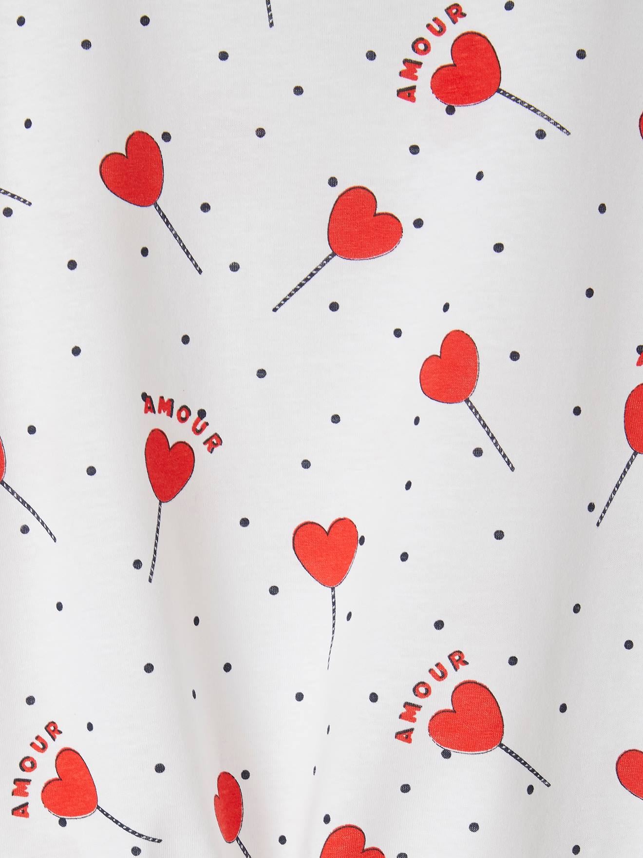 T-shirt imprimé fille avec noeud fantaisie blanc / rouge