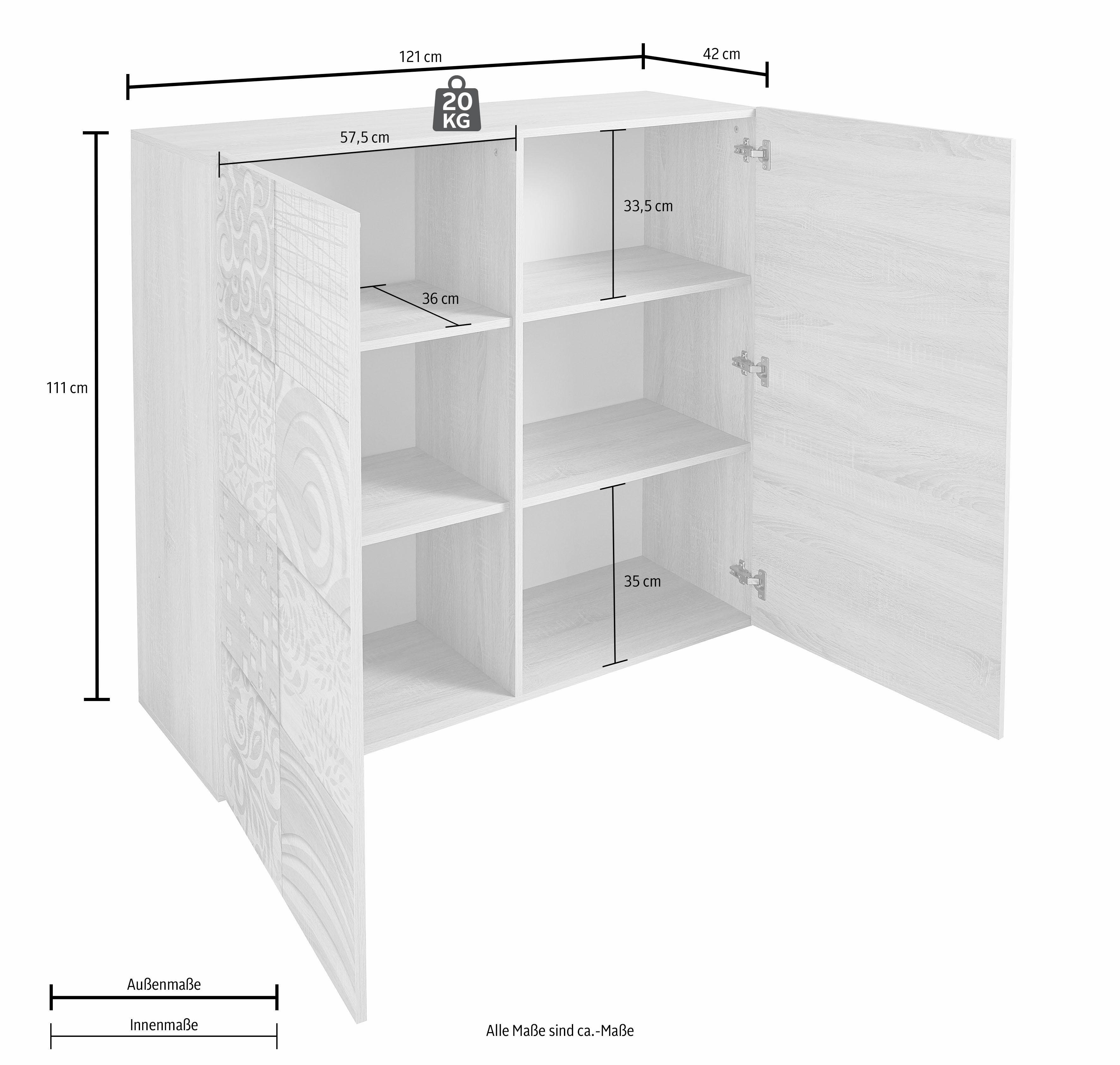 LC Highboard Miro, Breite 121 cm mit dekorativem Siebdruck