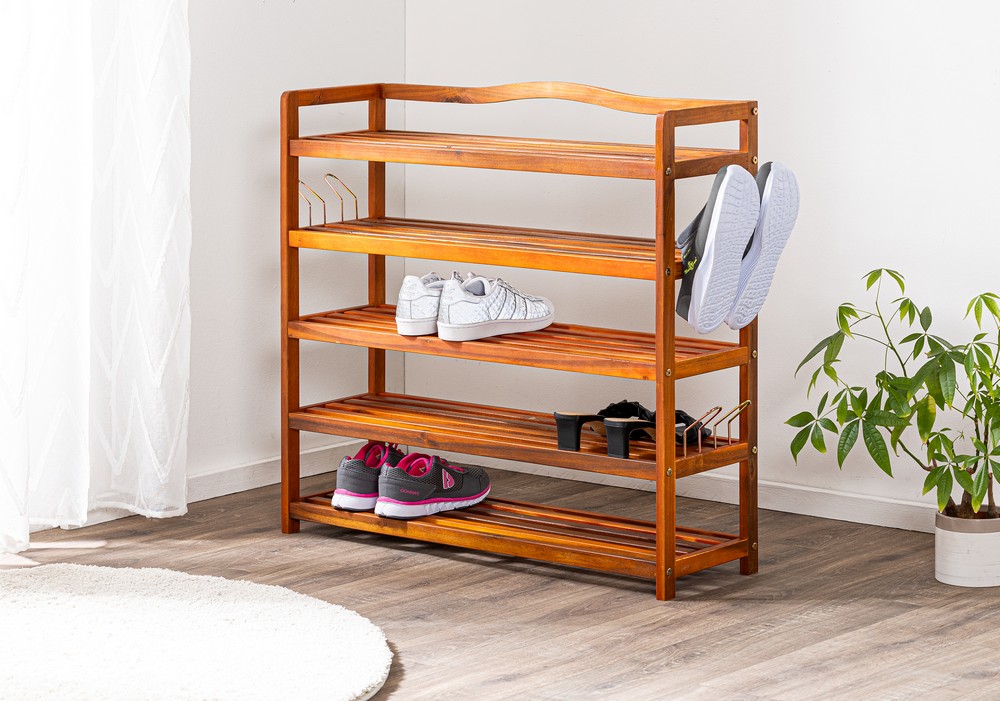 Trendstabil HC Home & Living Schuhregal Akazie 5 Etagen 94 x 82 x 26cm braun