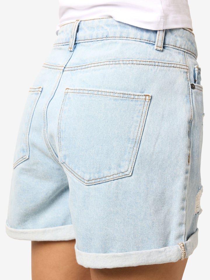 Noisy may Jeansshorts mit ausgefranstem Saum und fünf Taschen in Hellblau günstig kaufen S