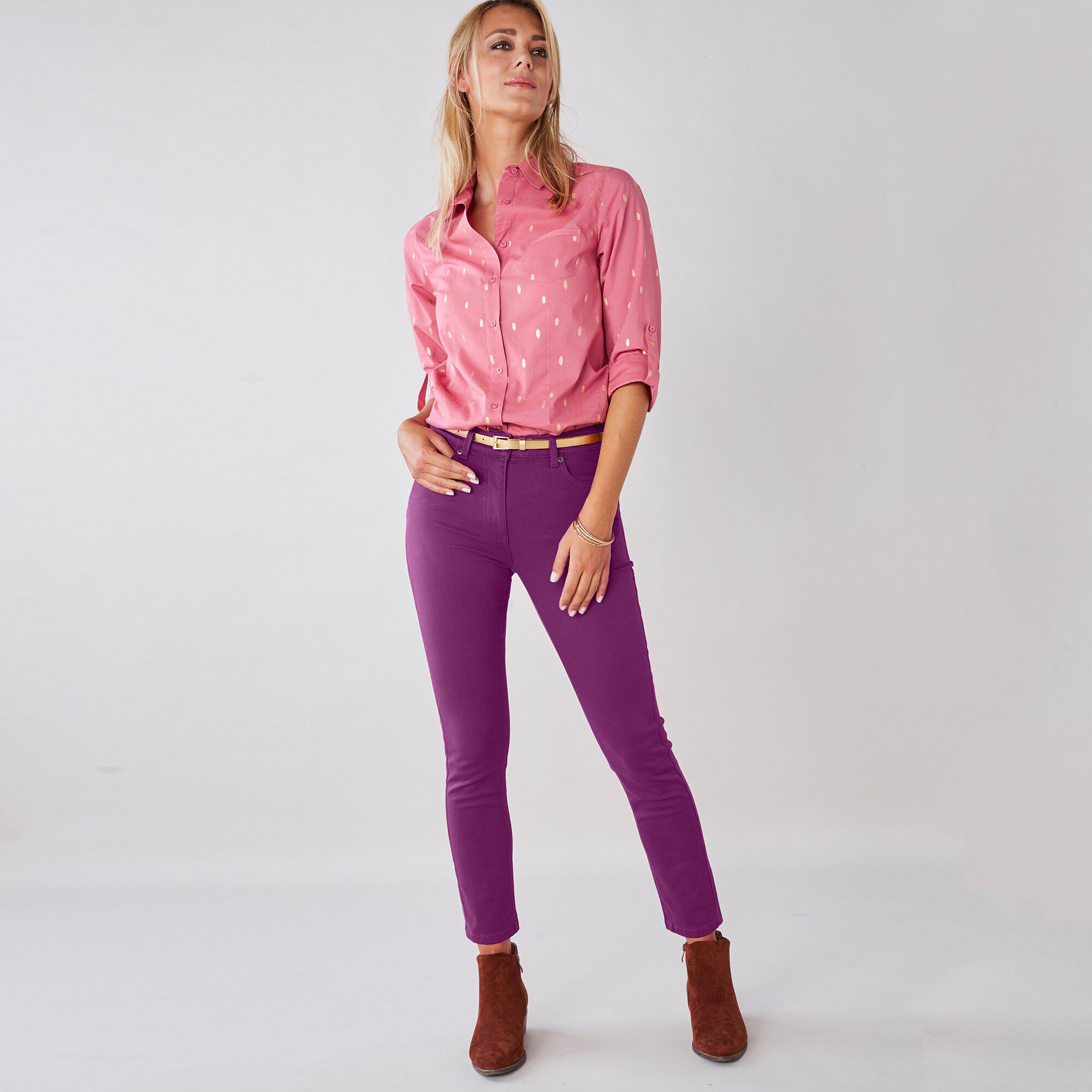 Pantalon 7/8ème fuselé stretch uni