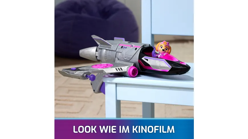 Spin Master - PAW Patrol: Der Mighty Kinofilm, Skyes Deluxe Superhelden-Jet inkl. Skye Figur, Licht und Geräuschen