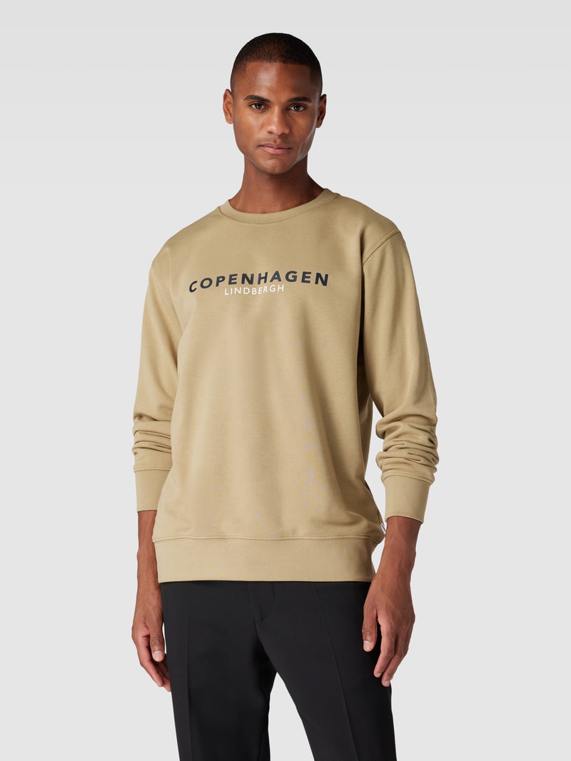 Sweatshirt mit Label-Print in beige