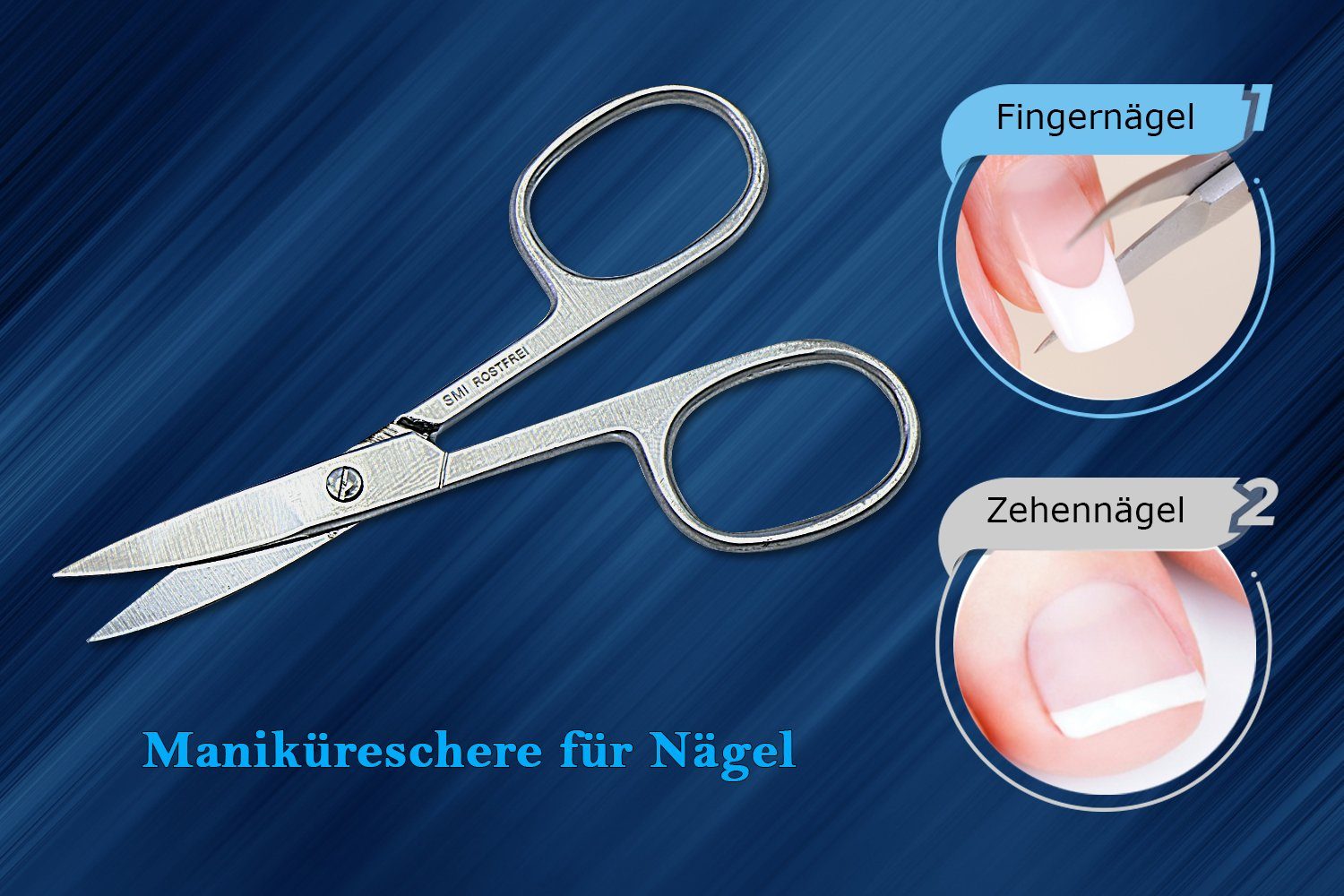 SMI Nagelschere Nagelschere gebogen Maniküre Schere Fingernägel Fußnägel, (1-tlg)