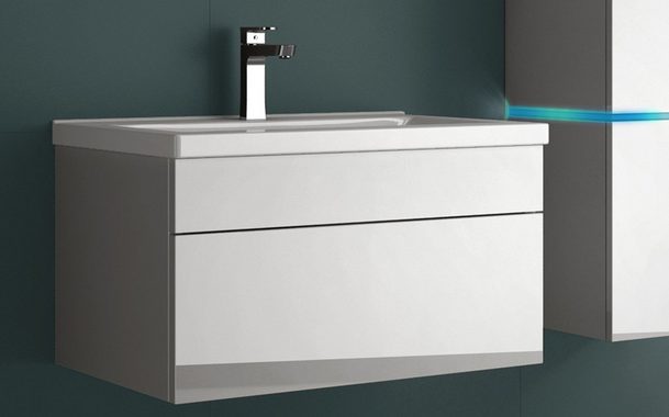 Aileenstore Badmöbel-Set Island 60, (4-St., Badmöbel-Set 4-teilig), Breite 61 cm, LED-Beleuchtung, hochglanz
