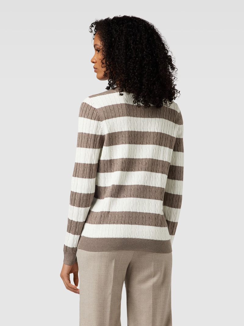 Strickpullover mit Blockstreifen in taupe meliert