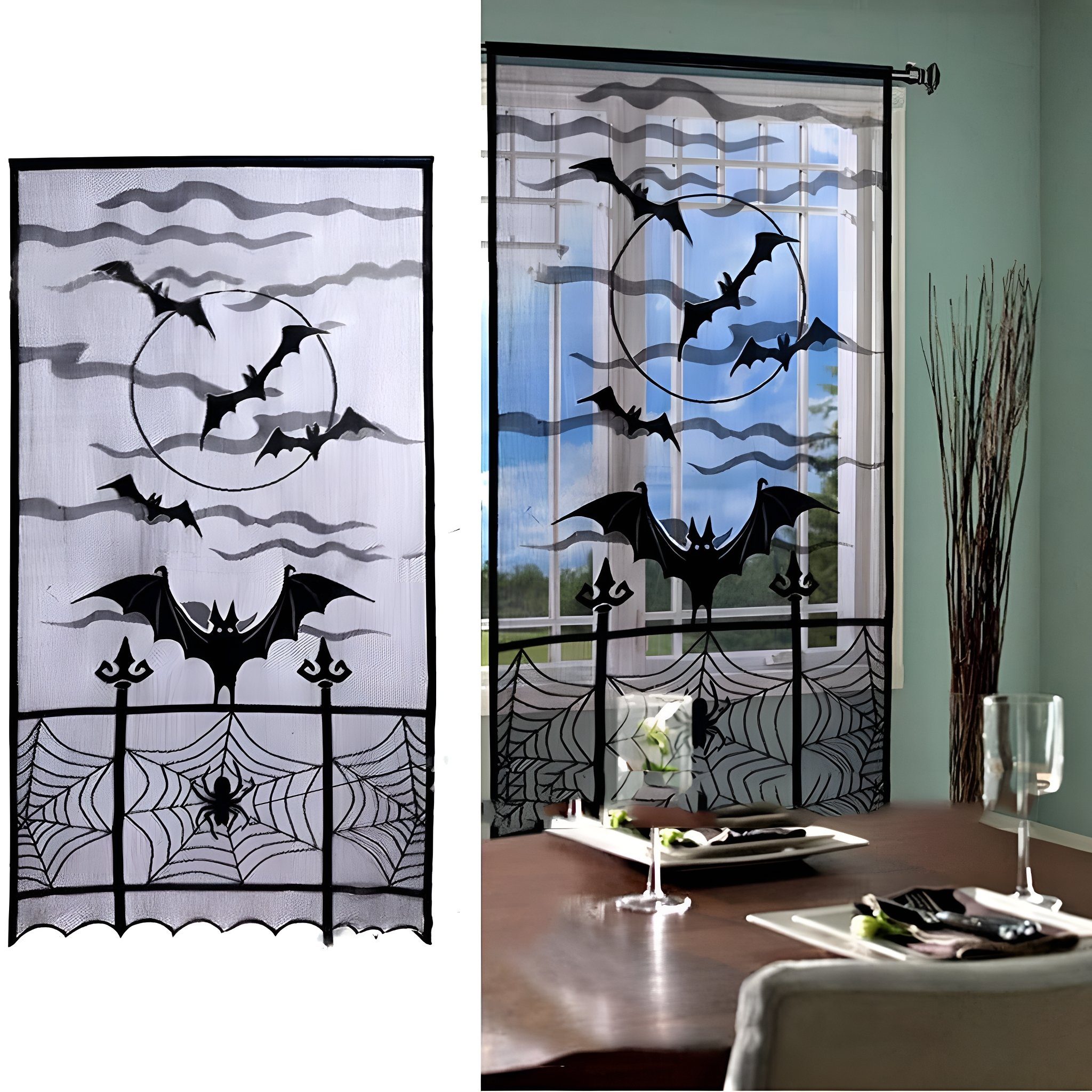 Suzakuin Arbeitsplatte Halloween Spinnennetz Tischtuch Tischfahne Mantel Schal Lampenschirm