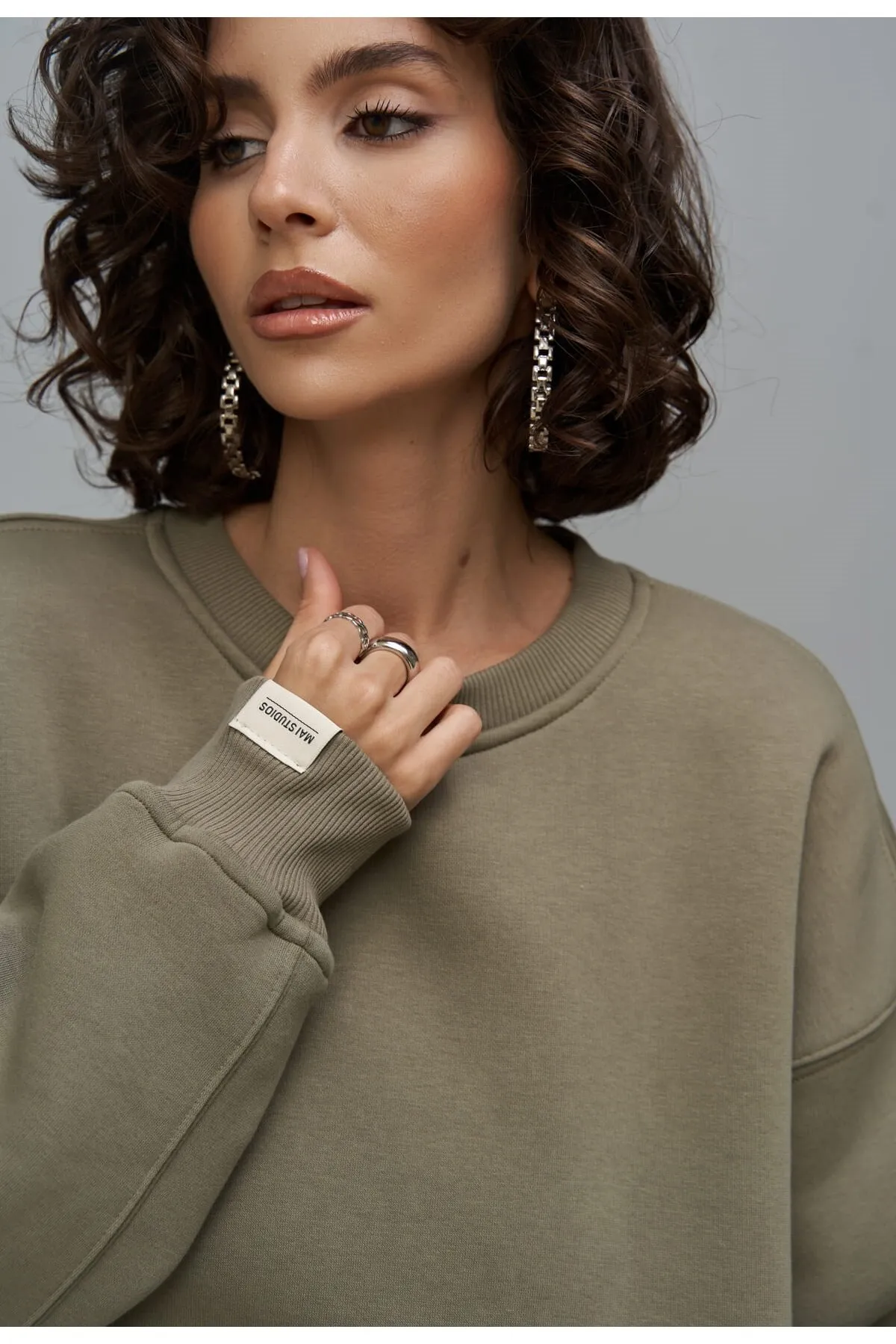 MAİ COLLECTİON  Cashback Soft Khaki Oversize-Sweatshirt