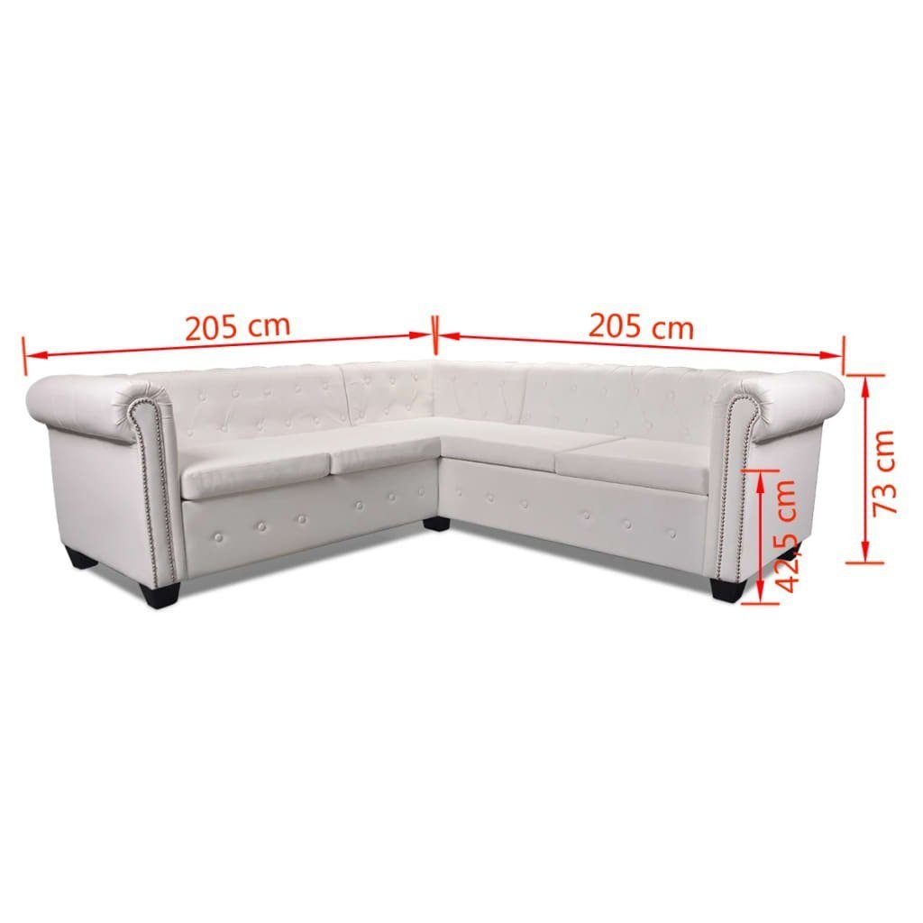 vidaXL Sofa Chesterfield Ecksofa 5-Sitzer Kunstleder Weiß
