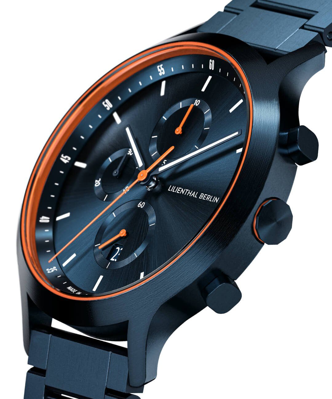 Lilienthal Berlin Chronograph Chronograph Blue Orange - Edelstahl Blau