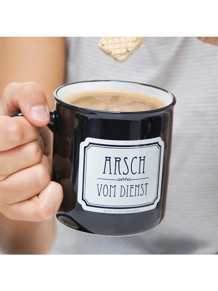 Geda Labels Tasse Arsch vom Dienst Emaille-Optik in Schwarz - 400 ml günstig kaufen onesize