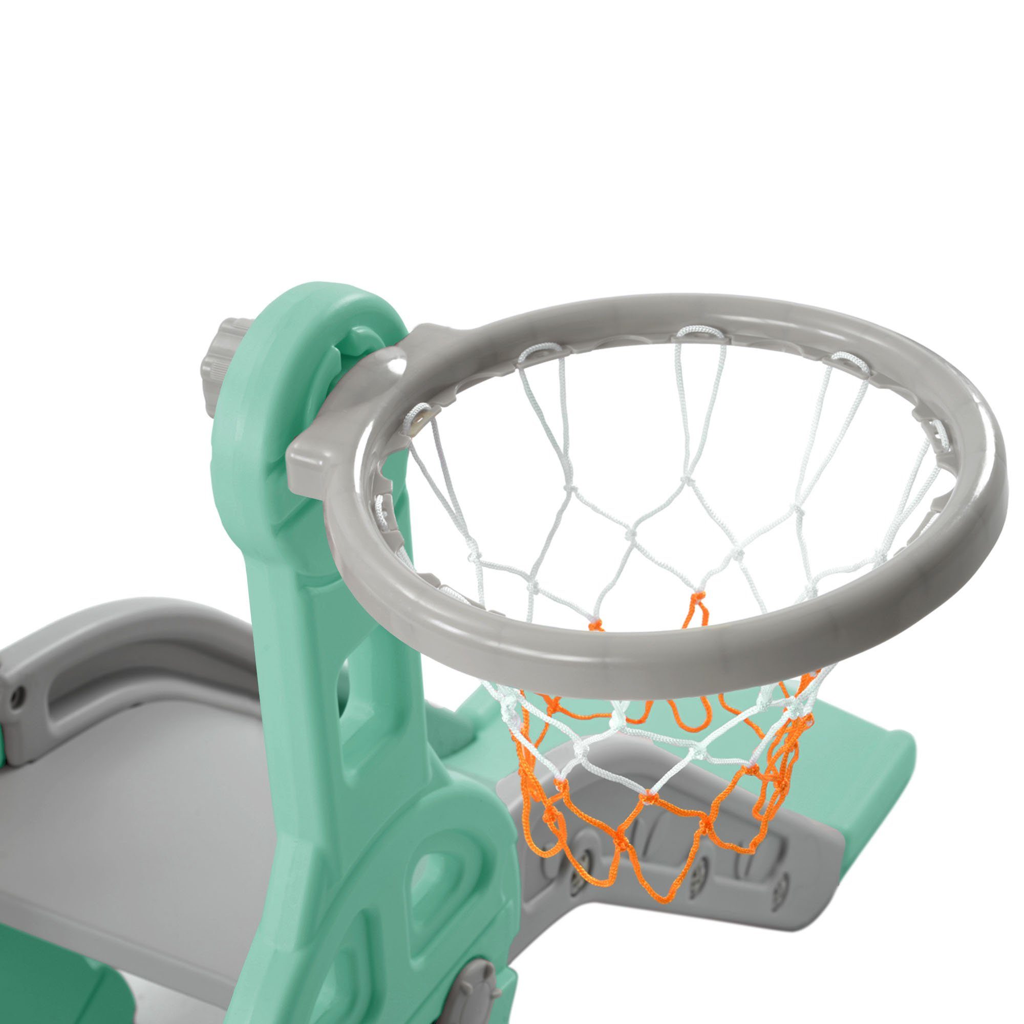 Ulife Indoor-Rutsche 4 in 1 Rutsche Kinderrutsche Fun-Slide Schaukel mit Basketballkorb, für In- und Outdoor