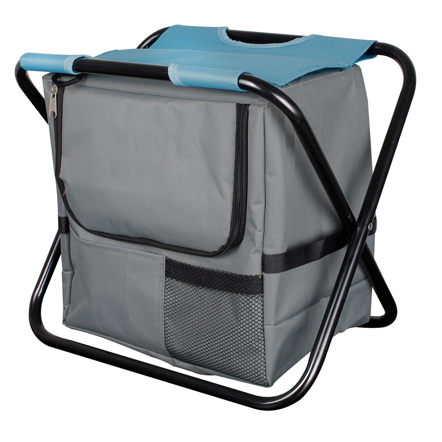 Mojawo Klappstuhl klappbarer Anglerstuhl Campingstuhl mit Kühltasche Blau