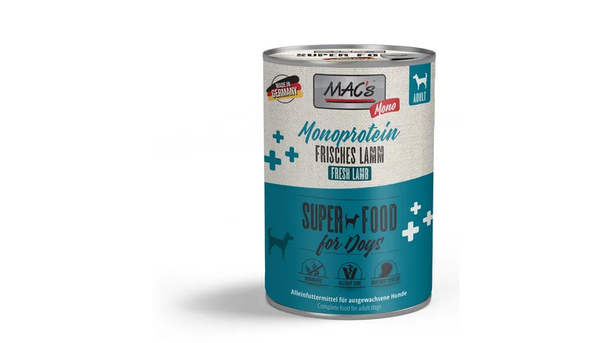 MAC's DOG Hundenassfutter Monoprotein Frisches Lamm 400 g