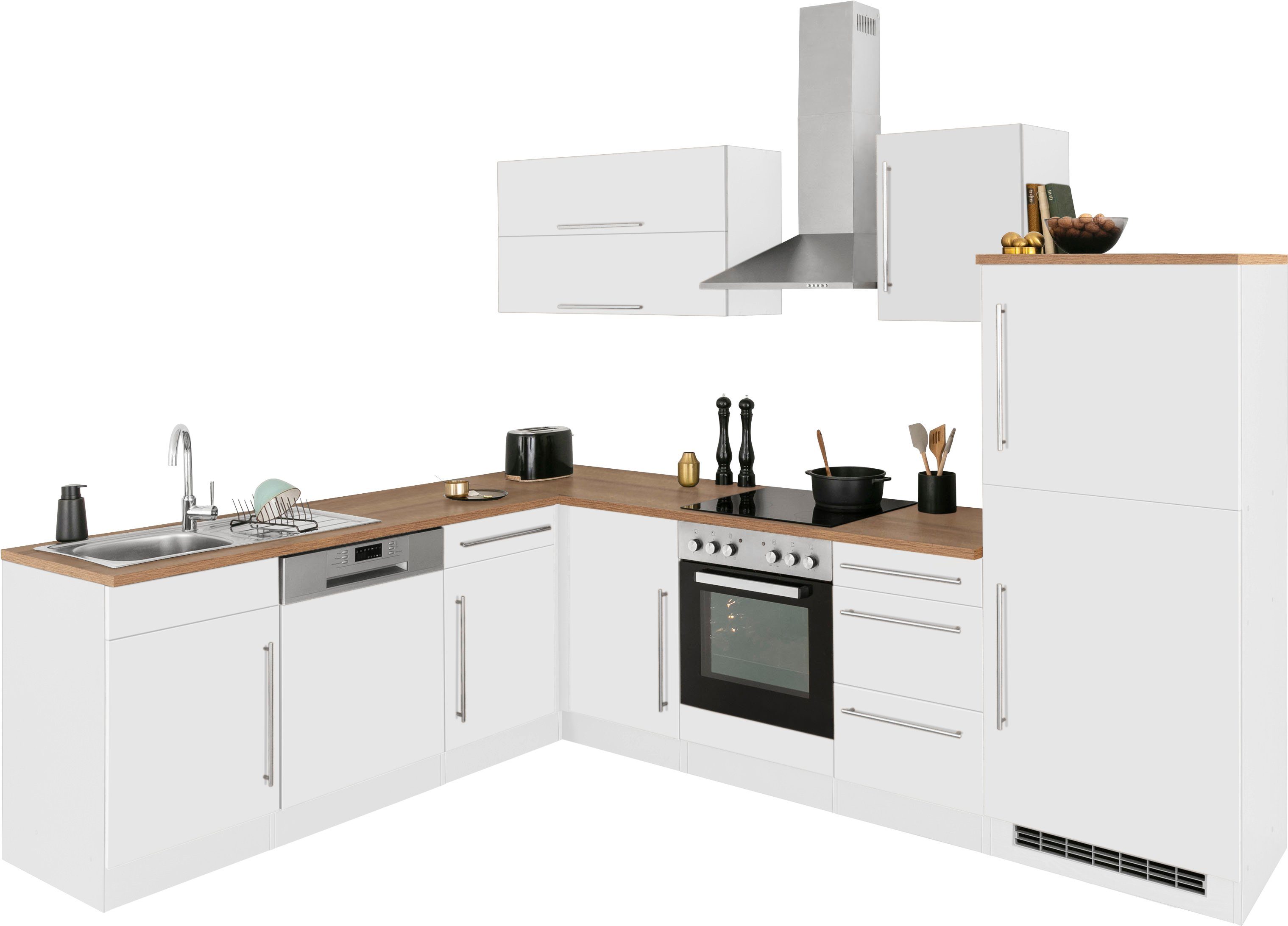 HELD MÖBEL Winkelküche Samos, mit E-Geräten, Stellbreite 280/220 cm