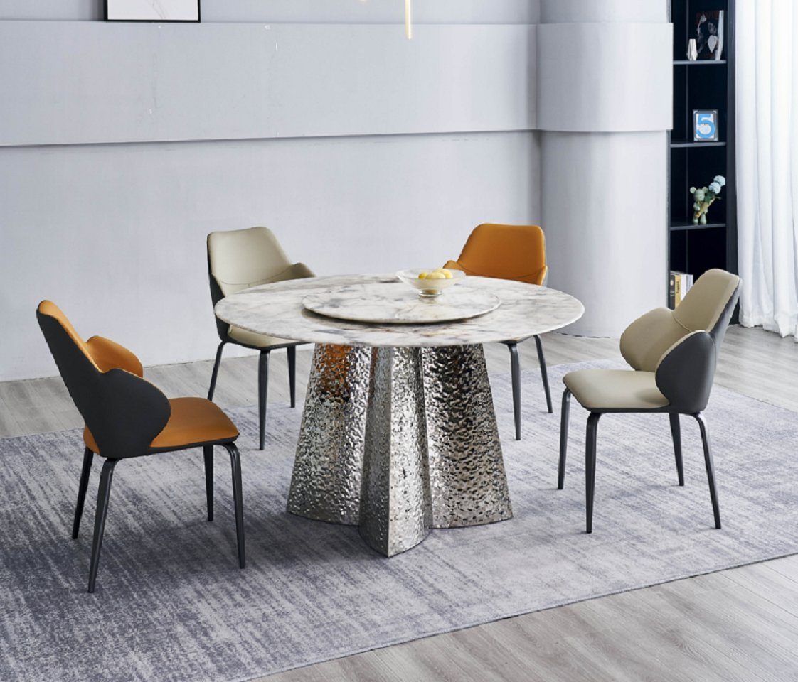 JVmoebel Esszimmer-Set Moderne Esszimmer Esstisch 4x Kunstlederstühle Luxus 5tlg Set, (5-St., Esstisch + 4x Stühle), Made in Europa