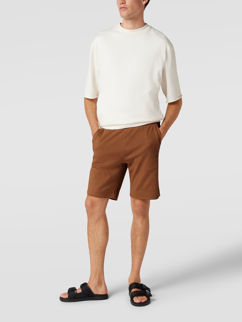 Shorts mit Label-Detail Modell 'Headlo Curved' in hellbraun